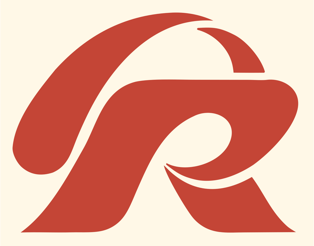 Bold Letter R Headset Mark #fff8e7/#c44536