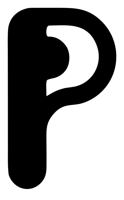 Bold Letter P Headset Mark #ffffff/#000000
