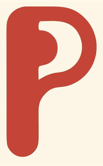 Bold Letter P Headset Mark #fff8e7/#c44536