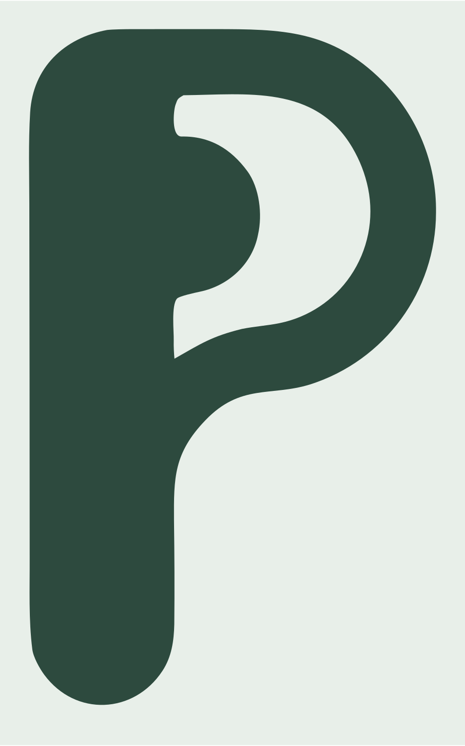 Bold Letter P Headset Mark #e8efe9/#2d4a3e