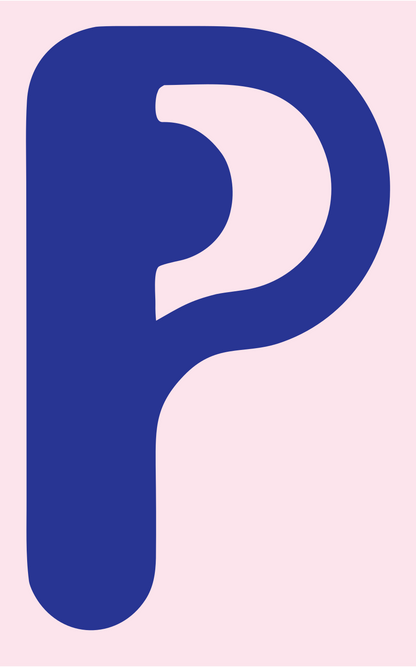 Bold Letter P Headset Mark #fce4ec/#283593