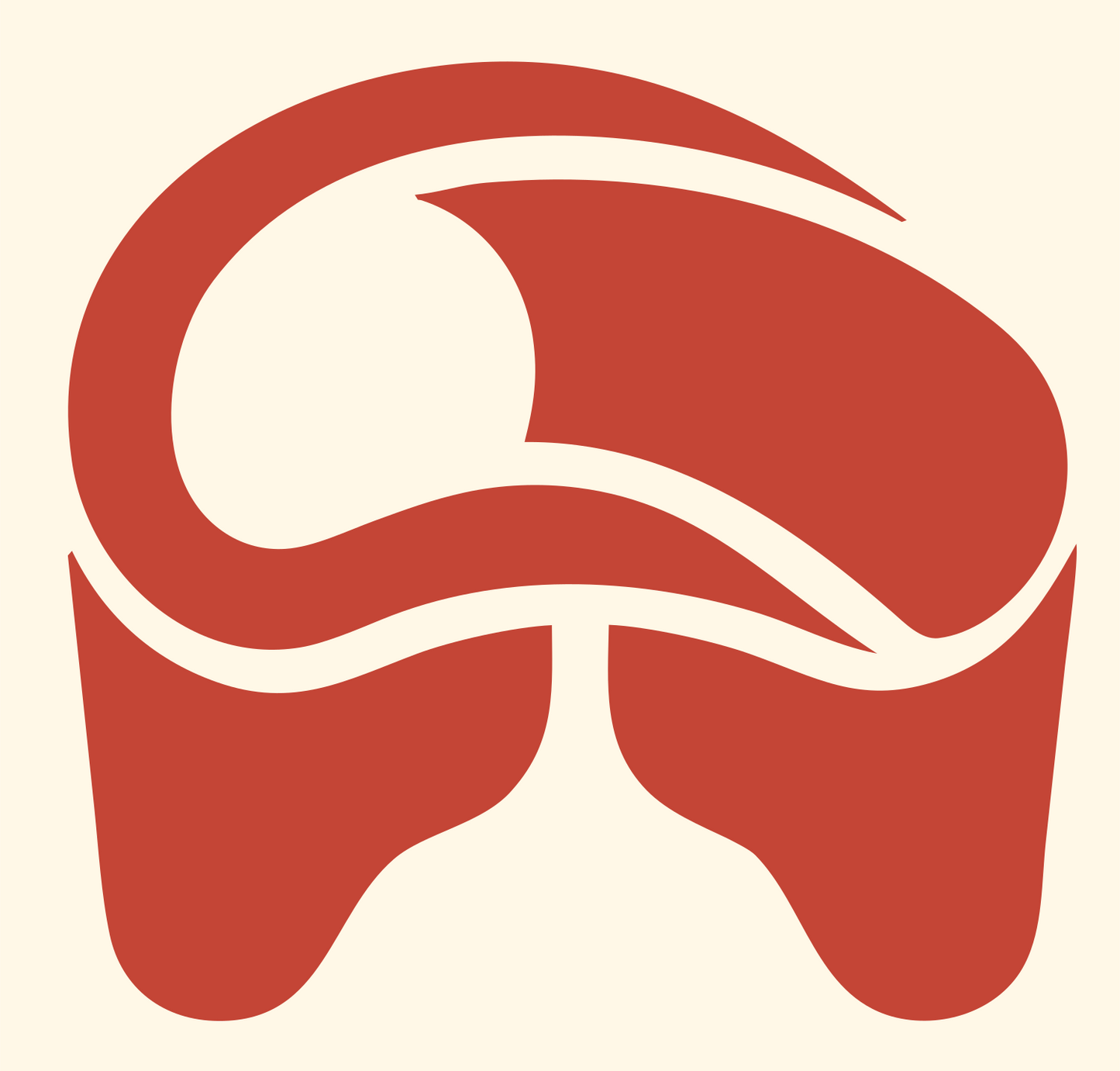 VR Headset Silhouette Crest #fff8e7/#c44536
