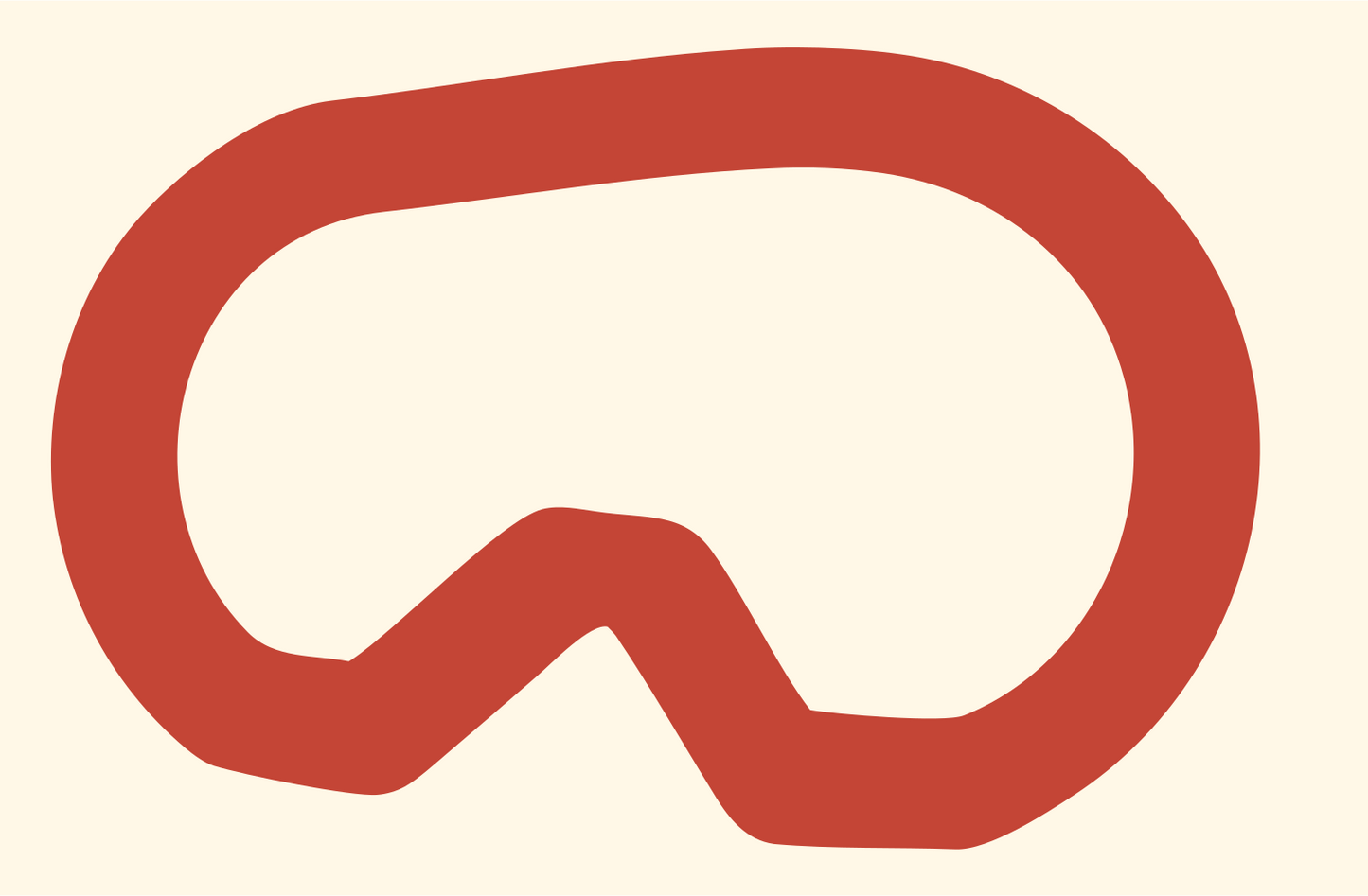 Monoline Goggles Outline Badge #fff8e7/#c44536