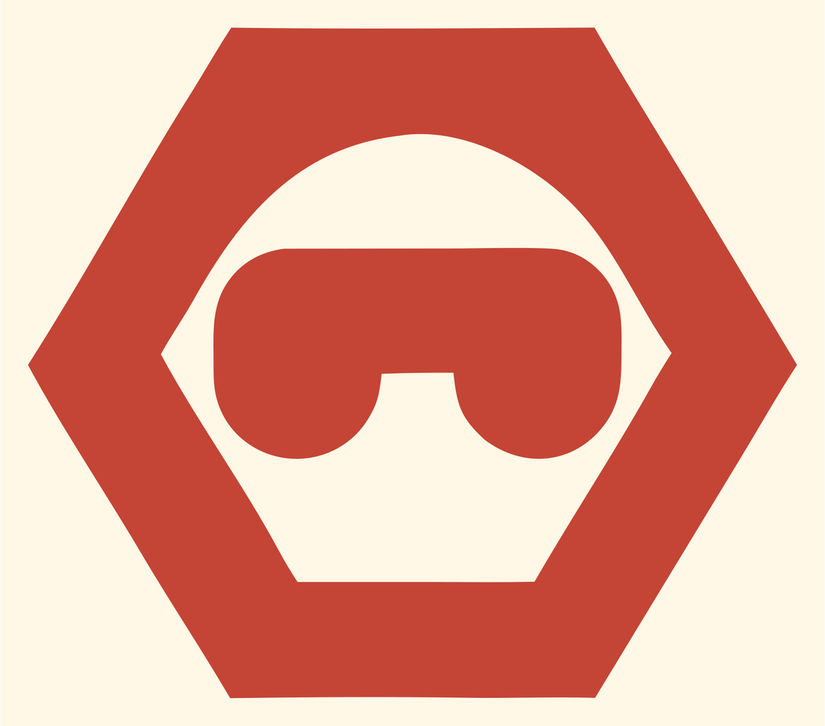 Negative Space Headset Hexagon Mark #fff8e7/#c44536