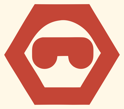 Negative Space Headset Hexagon Mark #fff8e7/#c44536
