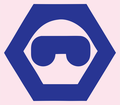 Negative Space Headset Hexagon Mark #fce4ec/#283593