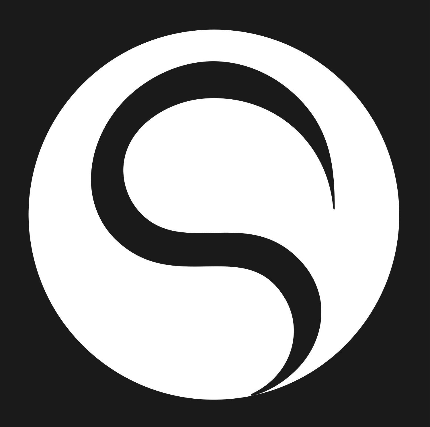 Negative Space S Circle Badge #1a1a1a/#ffffff