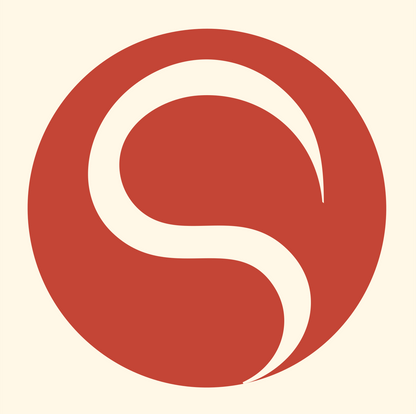 Negative Space S Circle Badge #fff8e7/#c44536