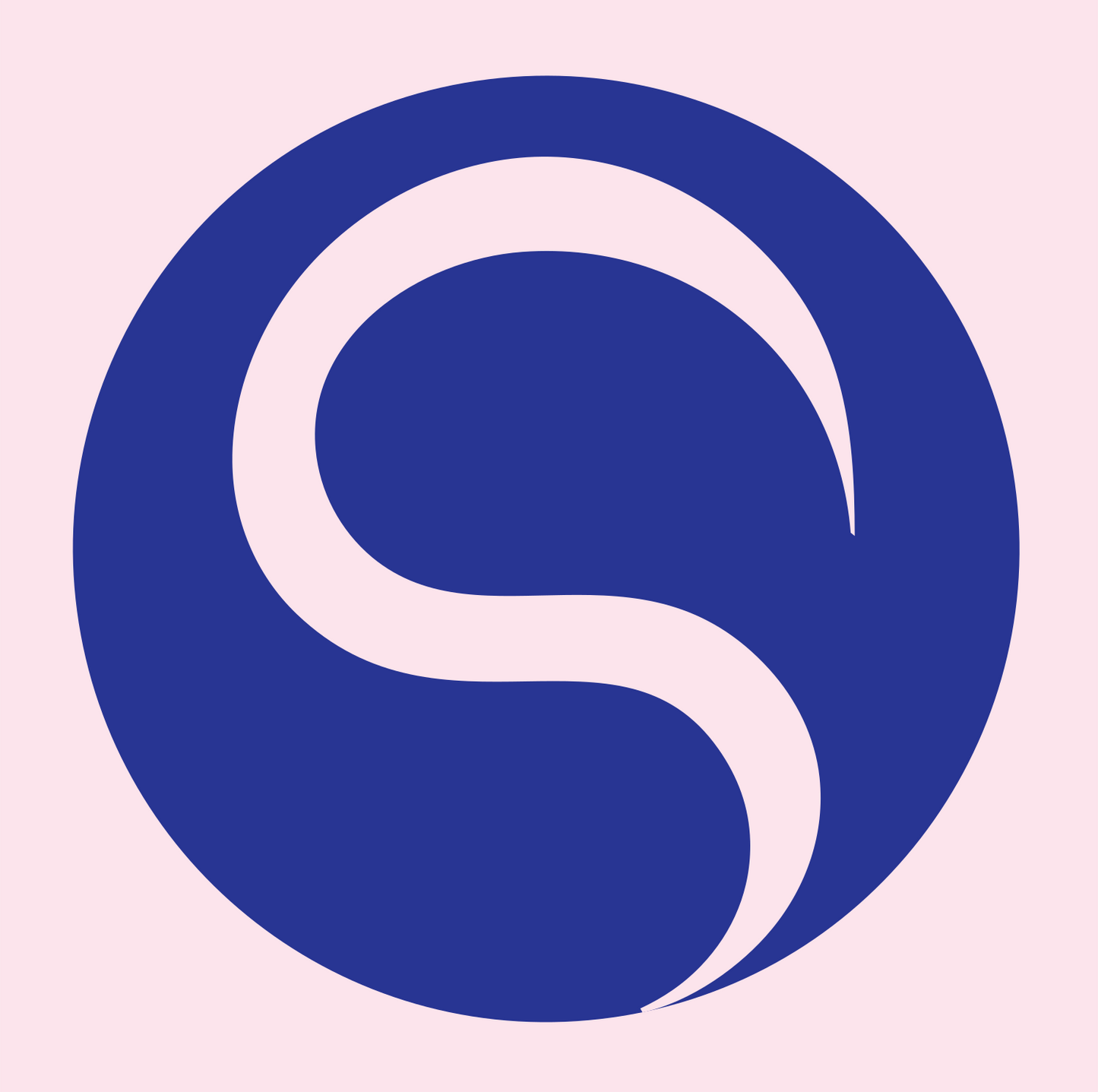 Negative Space S Circle Badge #fce4ec/#283593