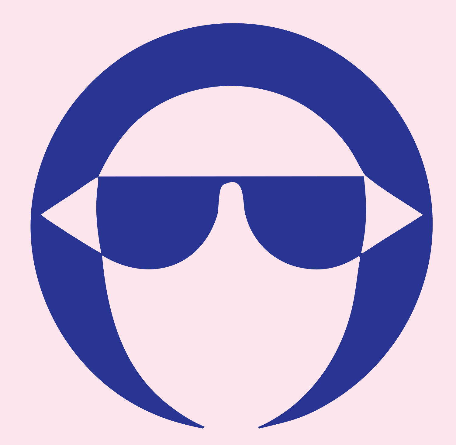 Negative Space Sunglasses Face Emblem #fce4ec/#283593