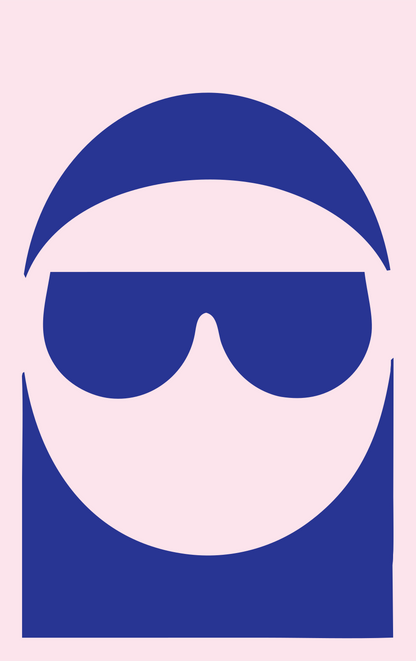 Negative Space Sunglasses Face Logo #fce4ec/#283593