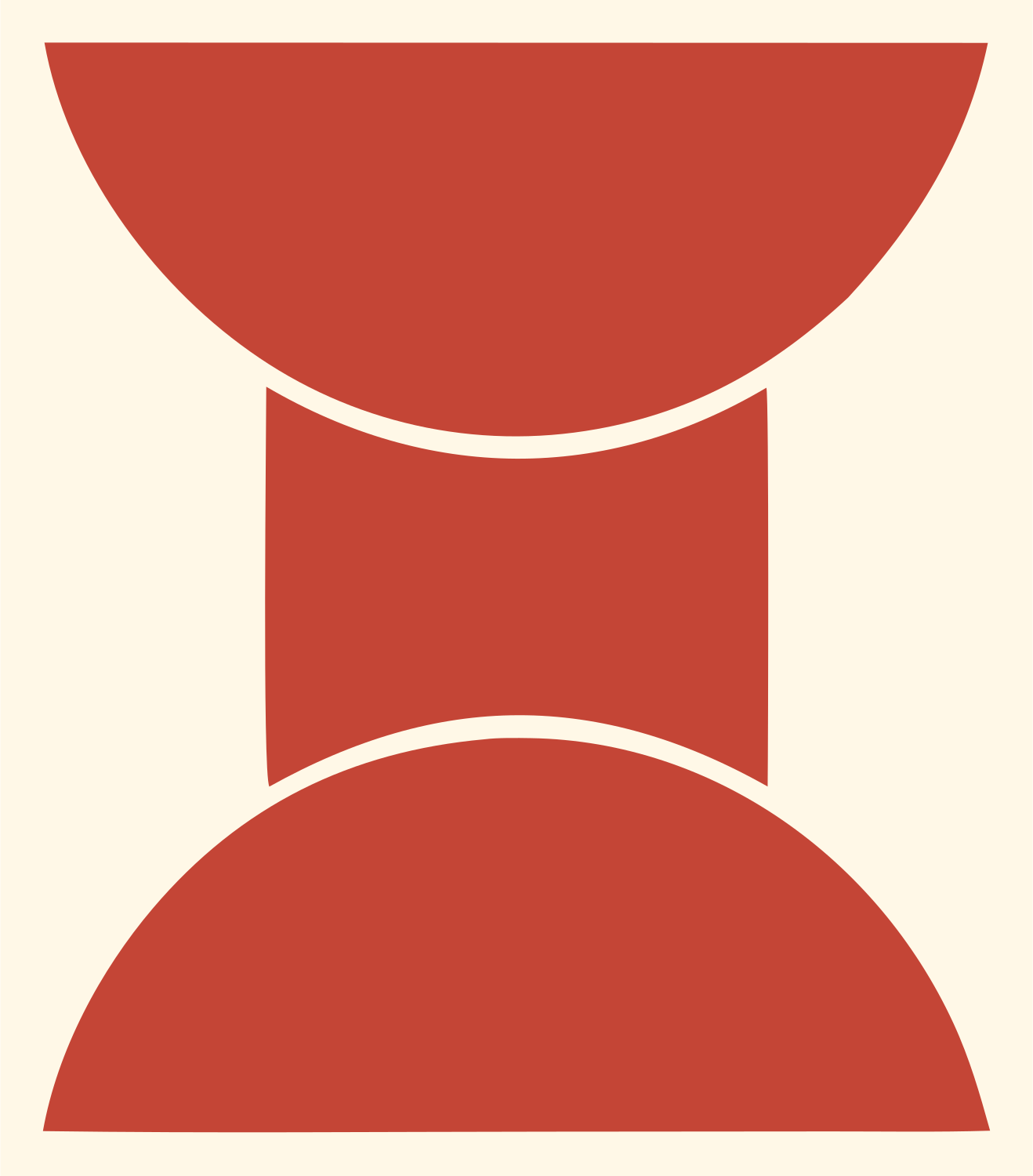 Bold Hourglass Solar Mark #fff8e7/#c44536
