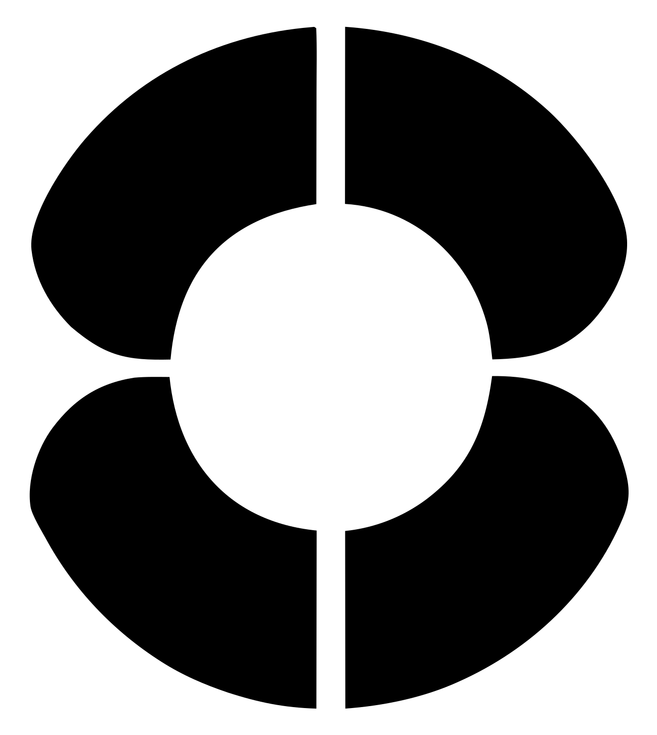Bold Split Circle Solar Mark #ffffff/#000000