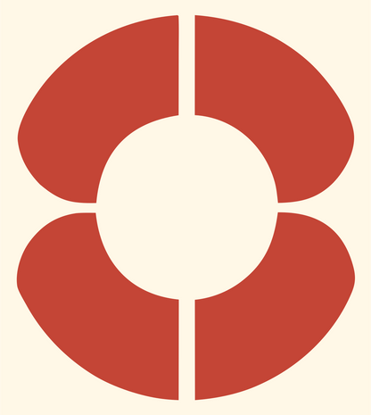 Bold Split Circle Solar Mark #fff8e7/#c44536