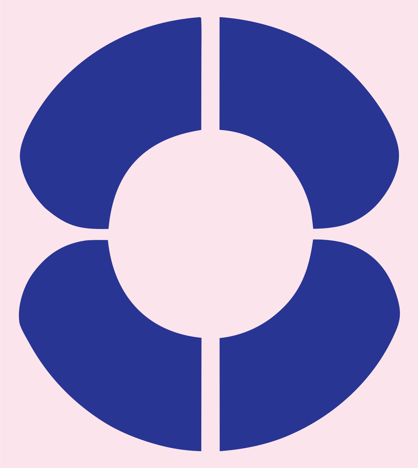 Bold Split Circle Solar Mark #fce4ec/#283593