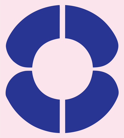 Bold Split Circle Solar Mark #fce4ec/#283593