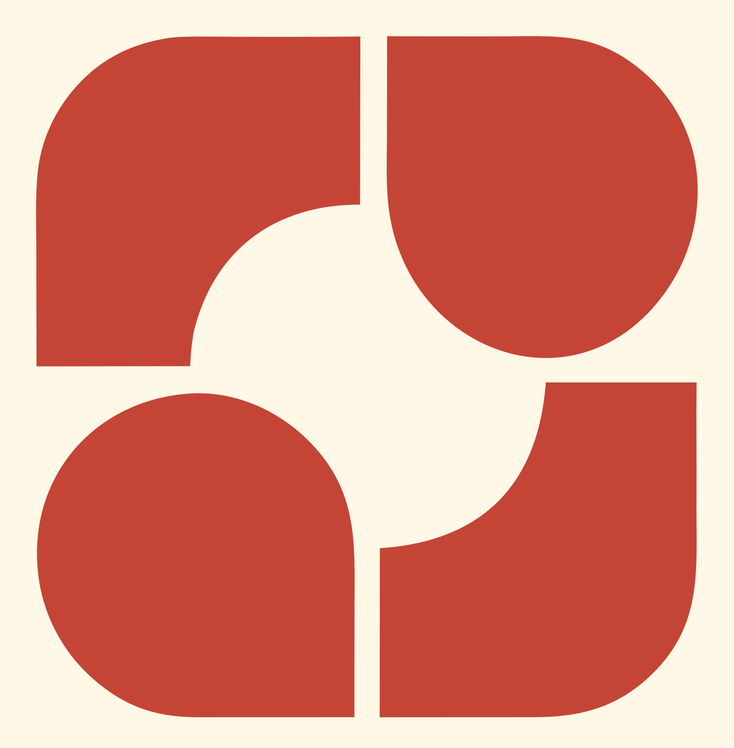 Bold Quadrant Rotation Mark #fff8e7/#c44536