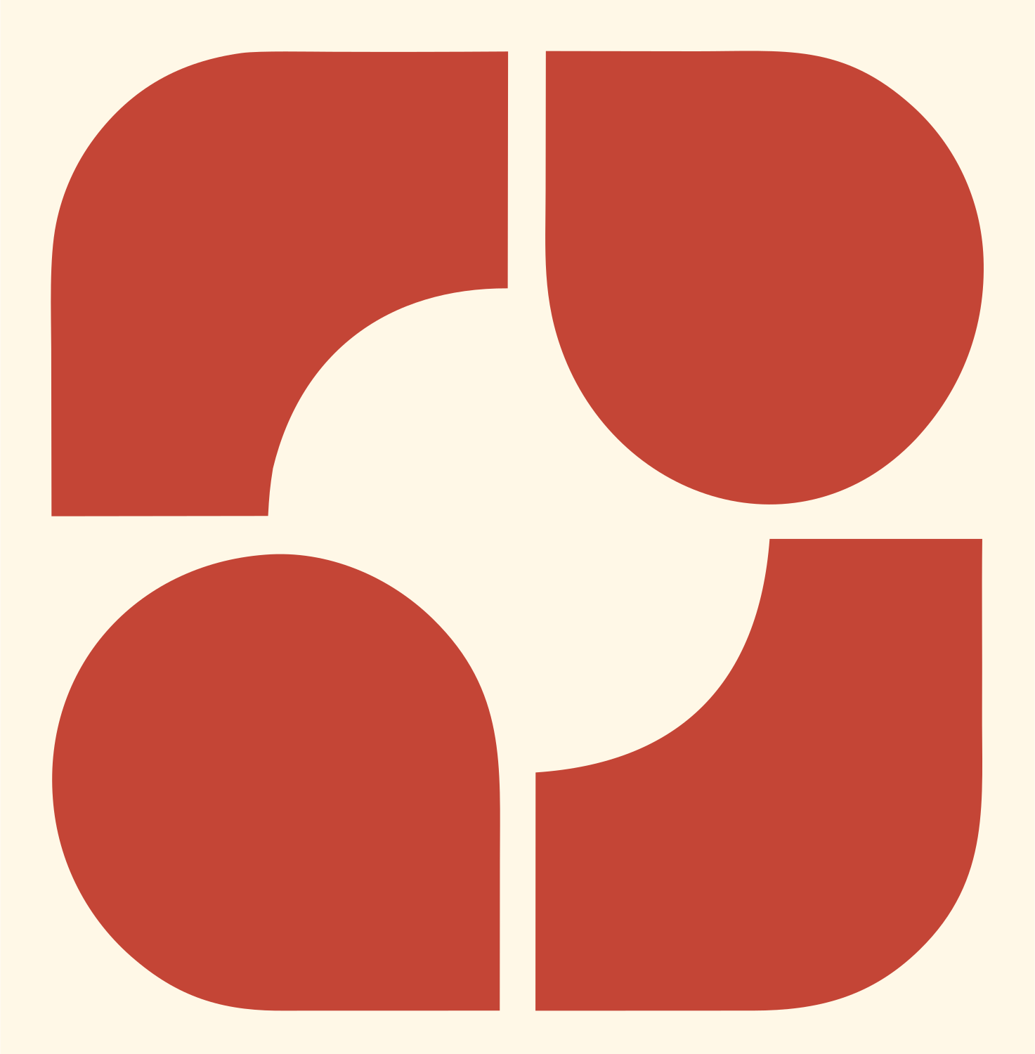 Bold Quadrant Rotation Mark #fff8e7/#c44536