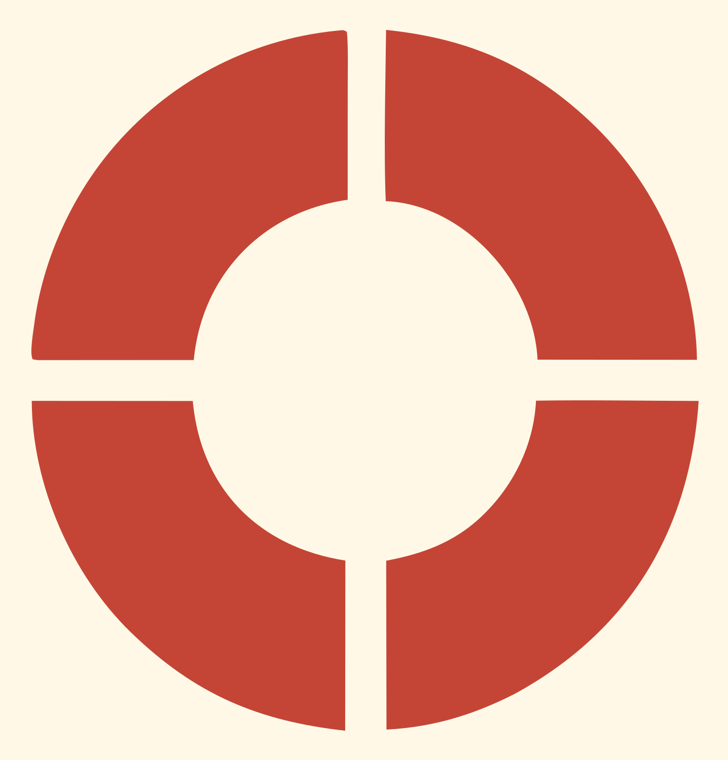 Bold Crosshair Ring Mark #fff8e7/#c44536