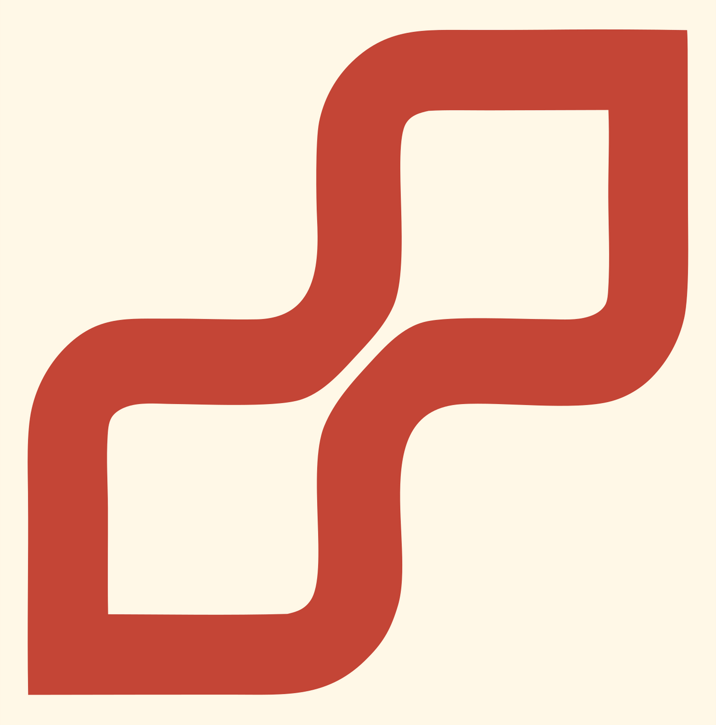 Monoline Zigzag Step Mark #fff8e7/#c44536