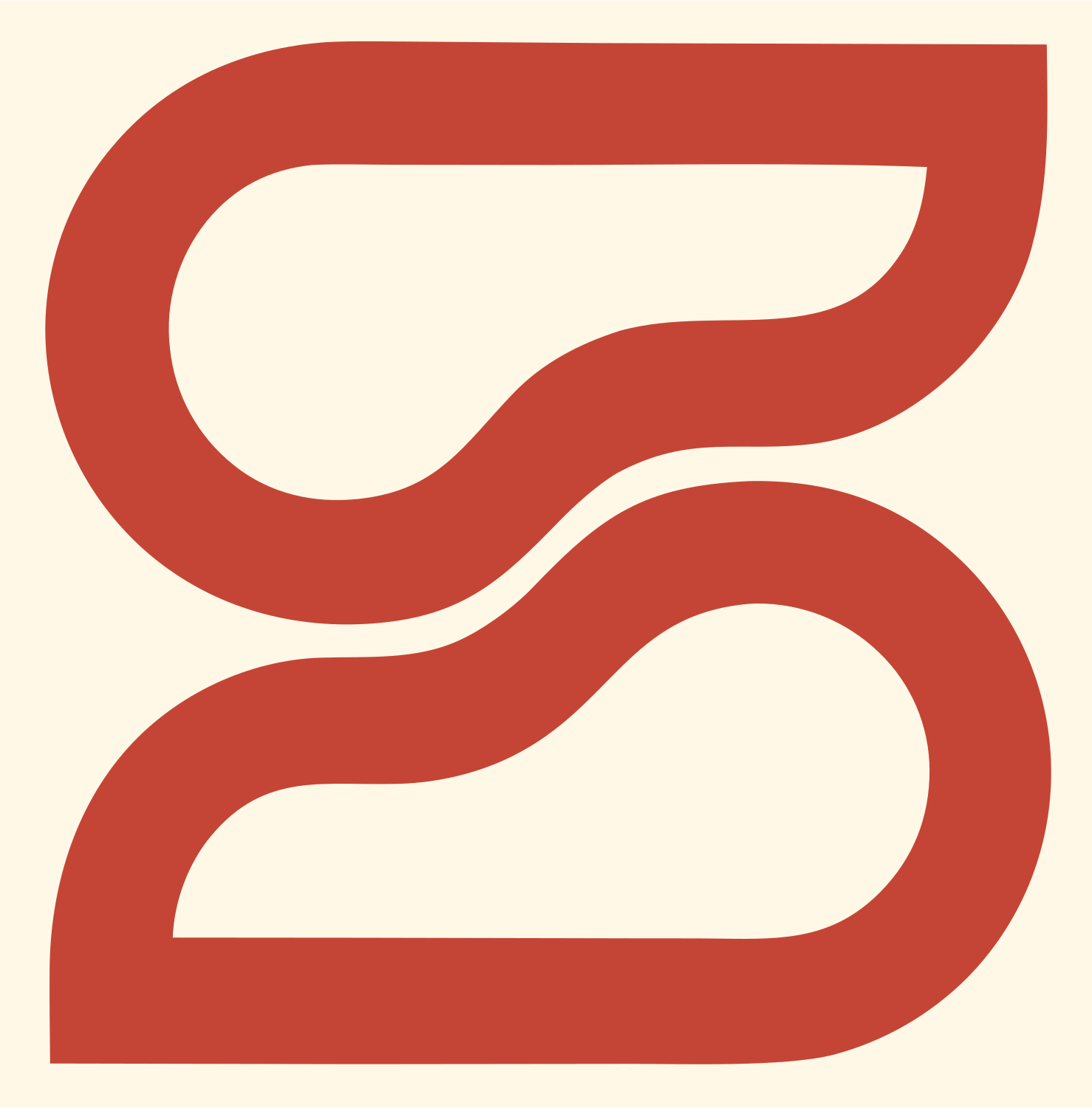 Monoline S-Scroll Panel Mark #fff8e7/#c44536