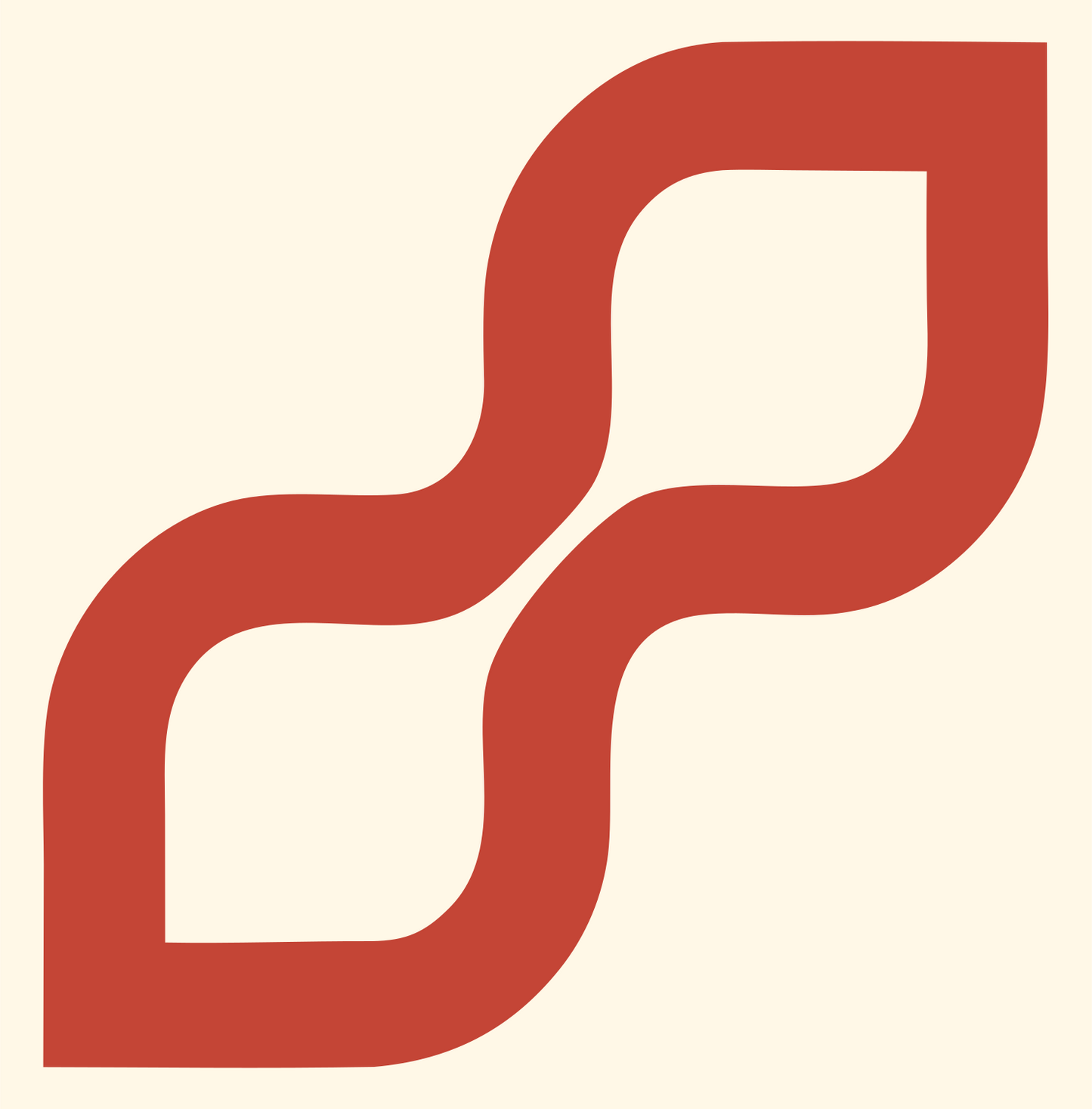 Monoline Double S-Bend Mark #fff8e7/#c44536