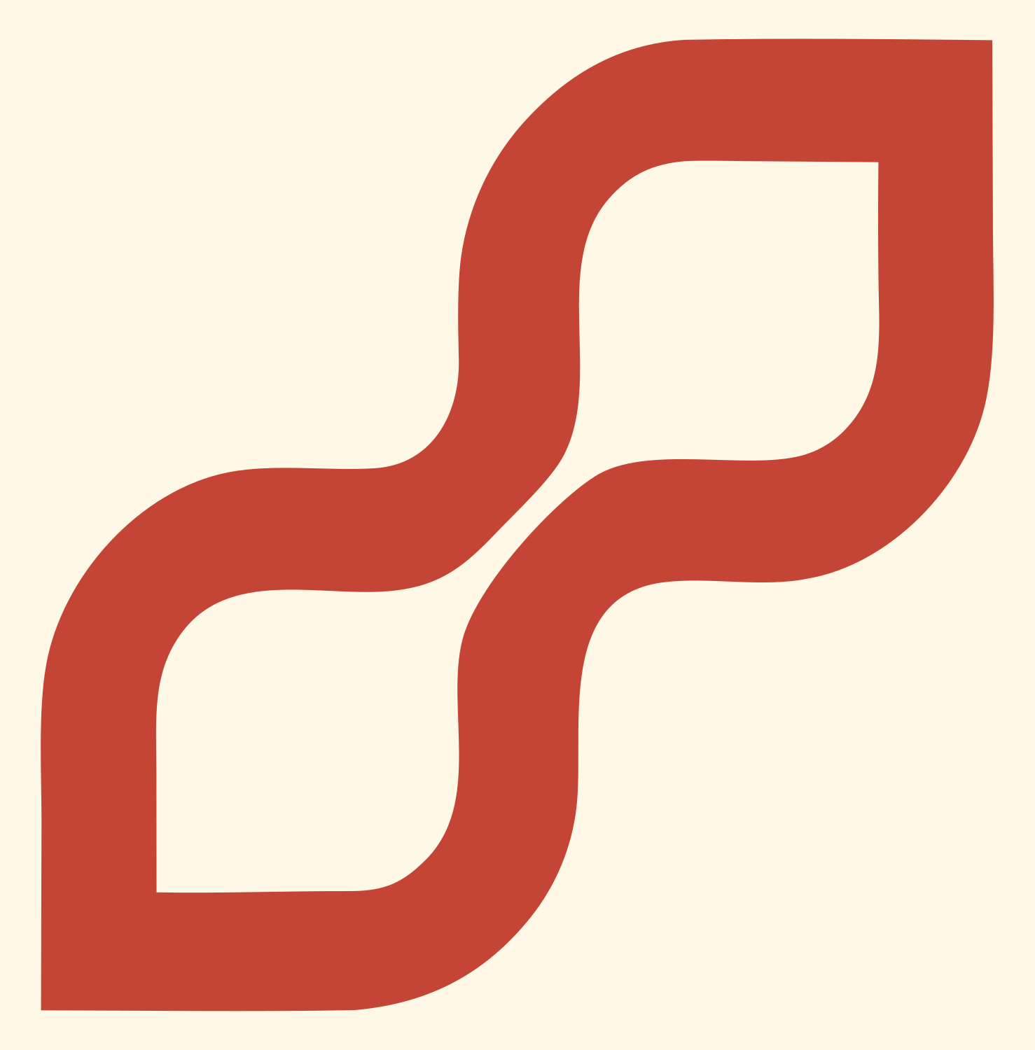 Monoline Double S-Bend Mark #fff8e7/#c44536