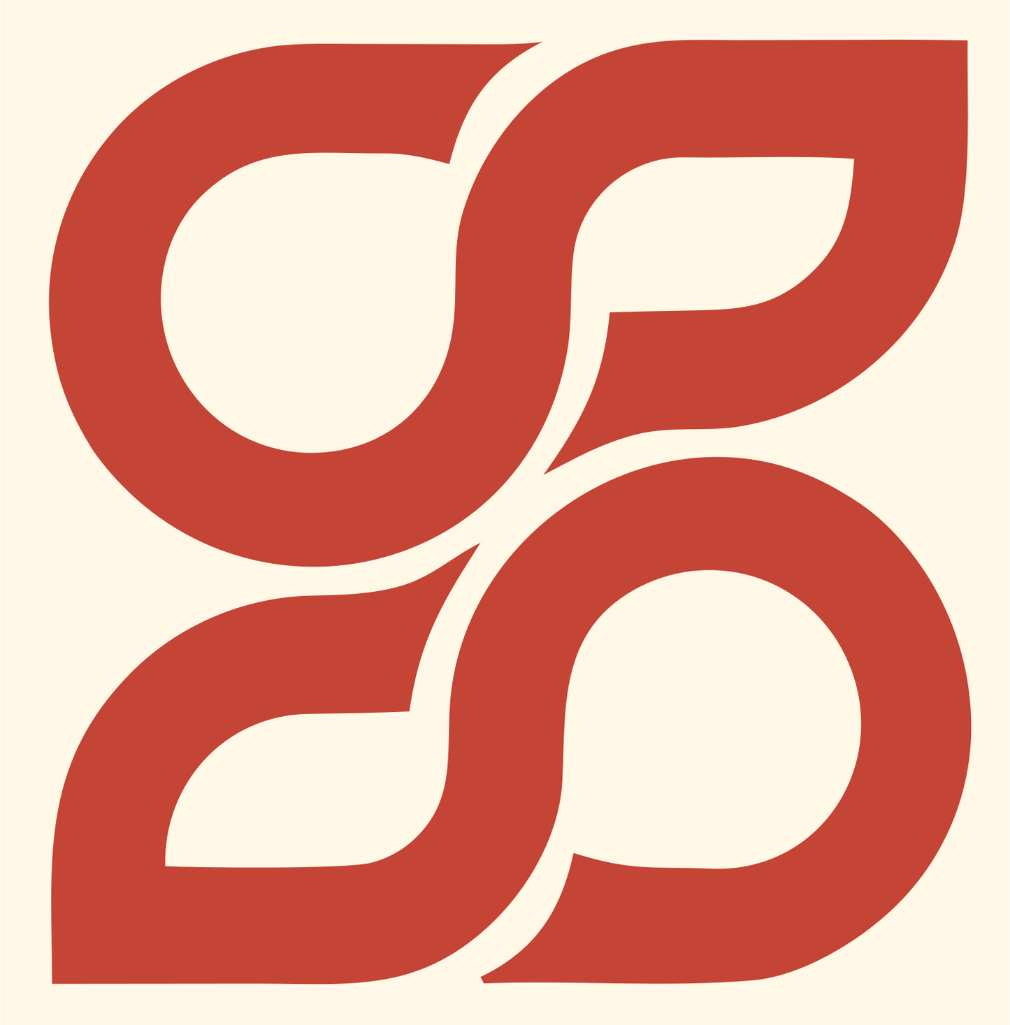 Monoline Four-Petal Rotation Mark #fff8e7/#c44536