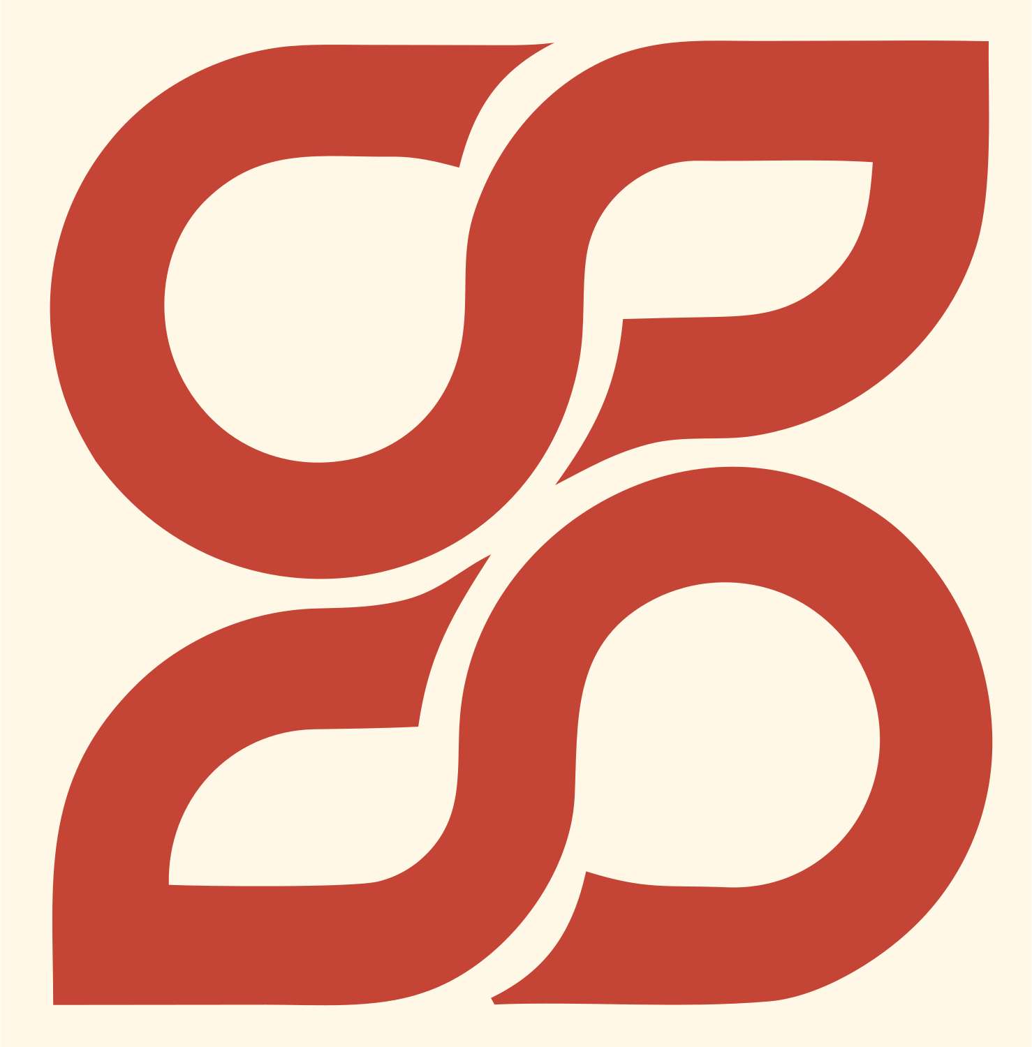 Monoline Four-Petal Rotation Mark #fff8e7/#c44536