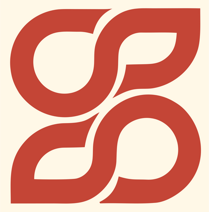 Monoline Four-Petal Rotation Mark #fff8e7/#c44536