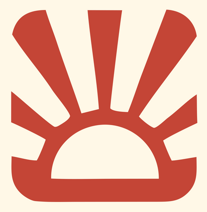 Negative Space Sunrise Rays Badge #fff8e7/#c44536