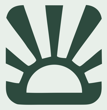 Negative Space Sunrise Rays Badge #e8efe9/#2d4a3e