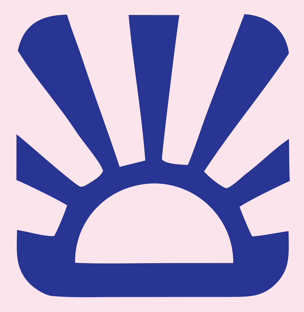 Negative Space Sunrise Rays Badge #fce4ec/#283593