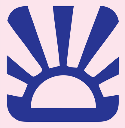Negative Space Sunrise Rays Badge #fce4ec/#283593