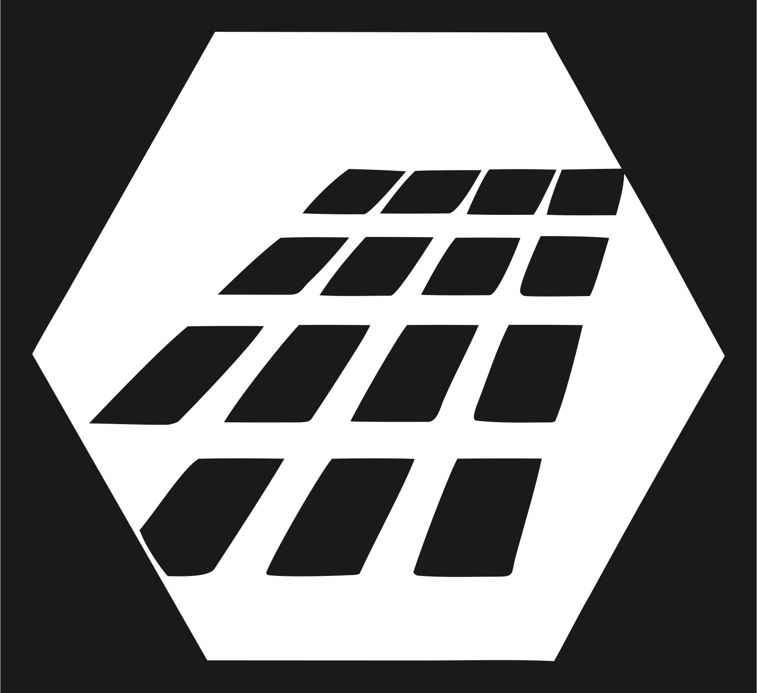 Hexagon Solar Grid Emblem #1a1a1a/#ffffff