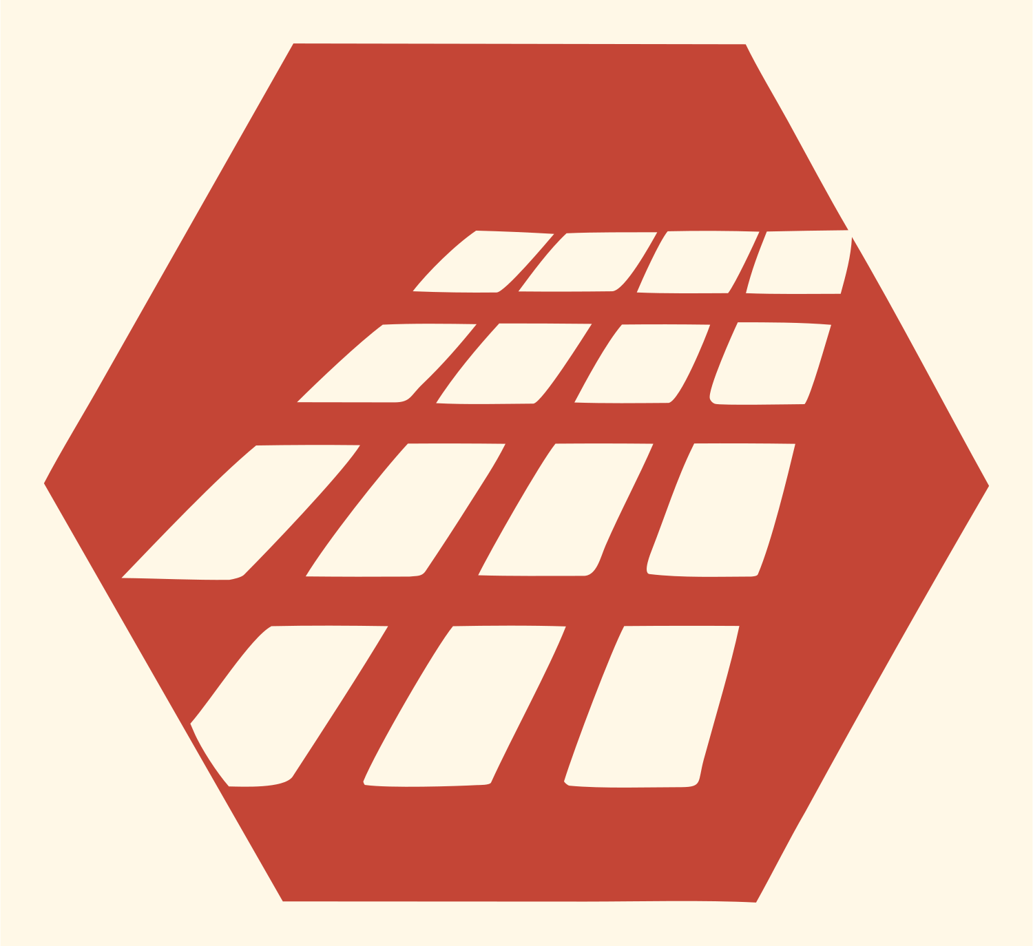Hexagon Solar Grid Emblem #fff8e7/#c44536