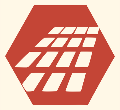 Hexagon Solar Grid Emblem #fff8e7/#c44536