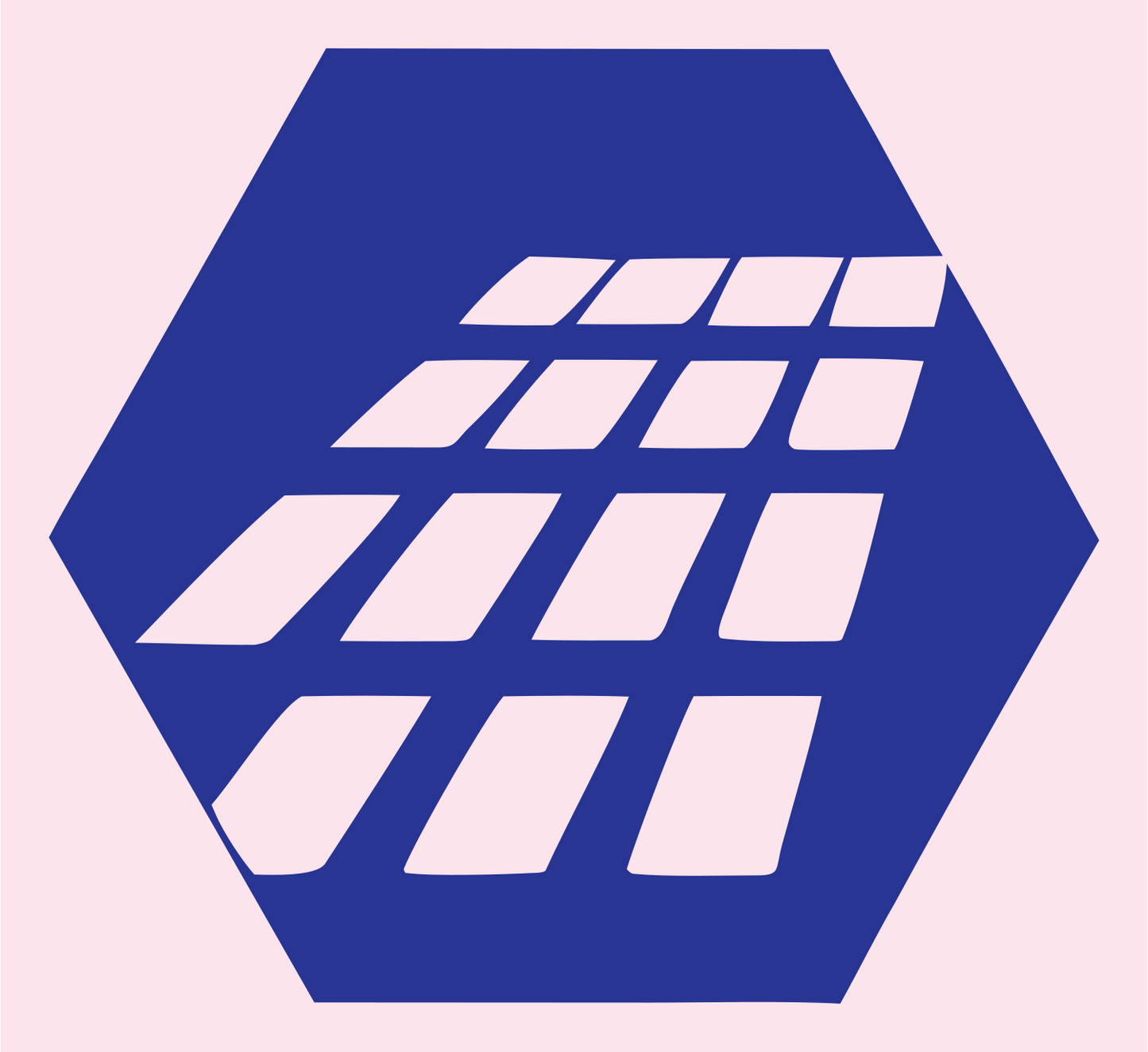 Hexagon Solar Grid Emblem #fce4ec/#283593