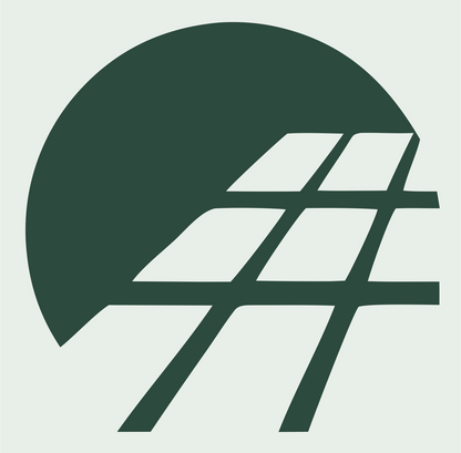 Negative Space Solar Grid Emblem #e8efe9/#2d4a3e