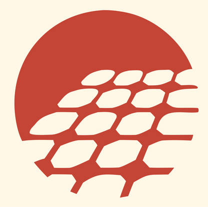 Negative Space Grid Circle Mark #fff8e7/#c44536