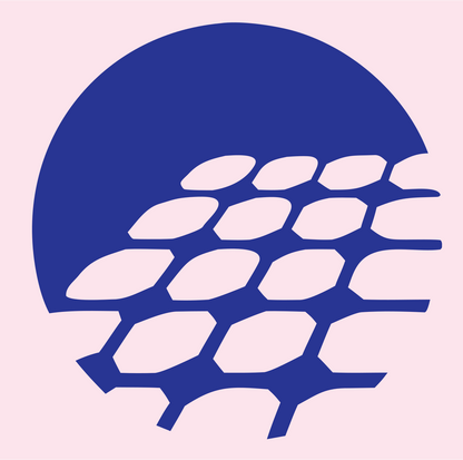 Negative Space Grid Circle Mark #fce4ec/#283593