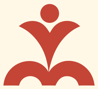 Bold Geometric Person Yoga Mark #fff8e7/#c44536