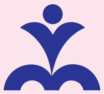 Bold Geometric Person Yoga Mark #fce4ec/#283593
