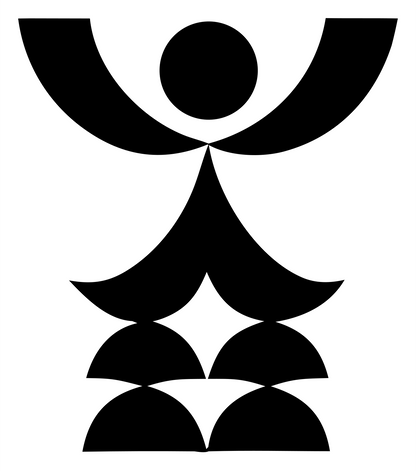 Geometric Human Figure Crest #ffffff/#000000
