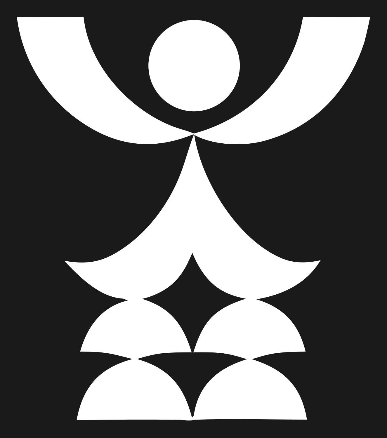 Geometric Human Figure Crest #1a1a1a/#ffffff