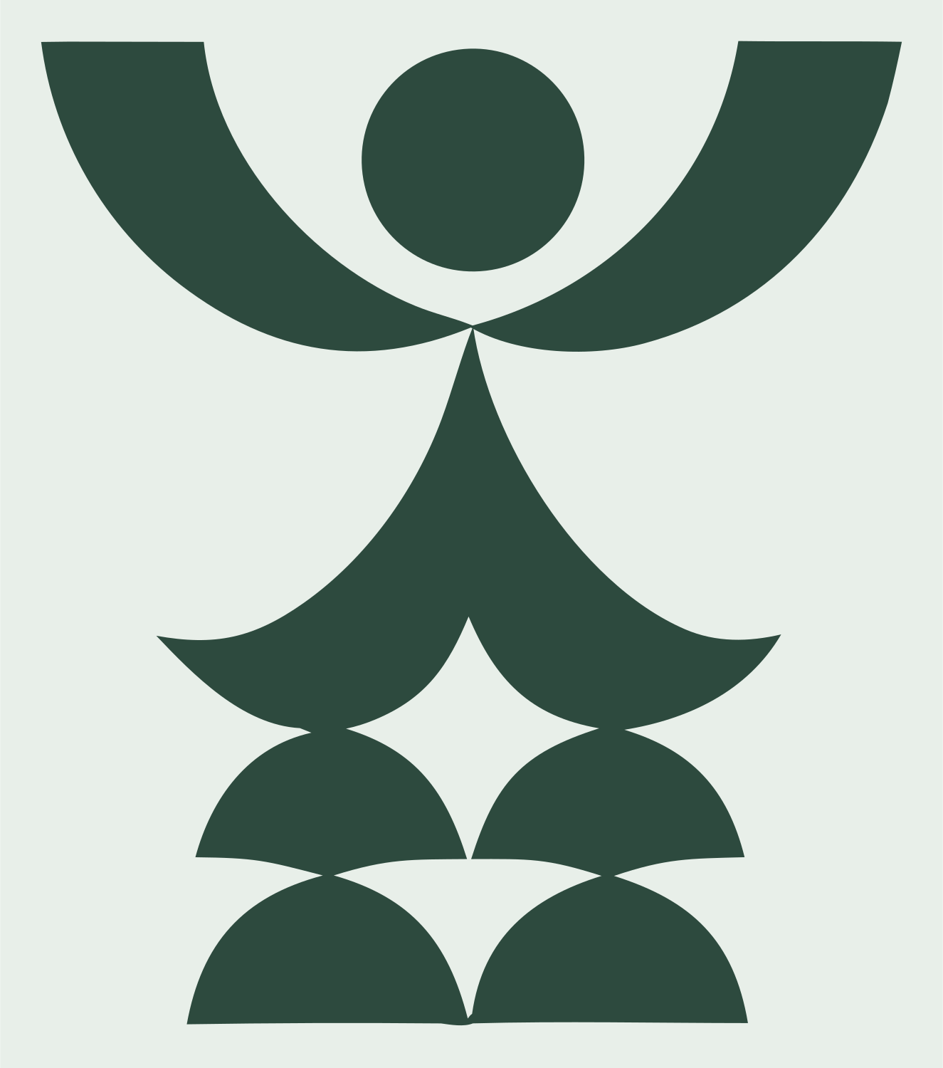 Geometric Human Figure Crest #e8efe9/#2d4a3e
