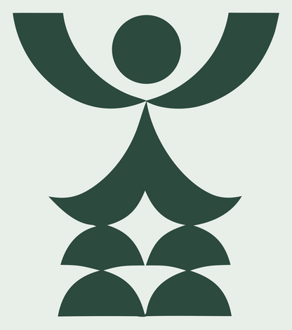Geometric Human Figure Crest #e8efe9/#2d4a3e