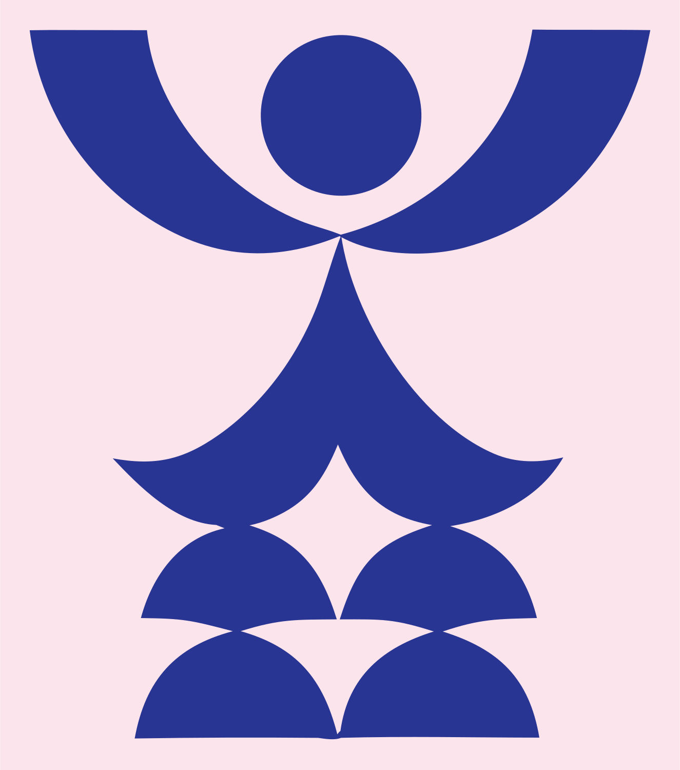 Geometric Human Figure Crest #fce4ec/#283593