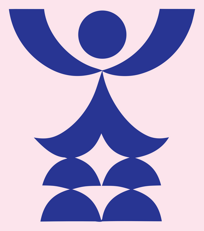 Geometric Human Figure Crest #fce4ec/#283593