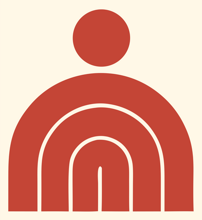 Geometric Arch Person Badge #fff8e7/#c44536